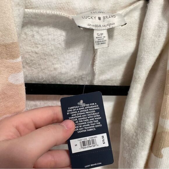 Lucky Brand Open Front Sweater Cardigan - Cream / White Camo, Women’s Size S - Picture 2 of 7